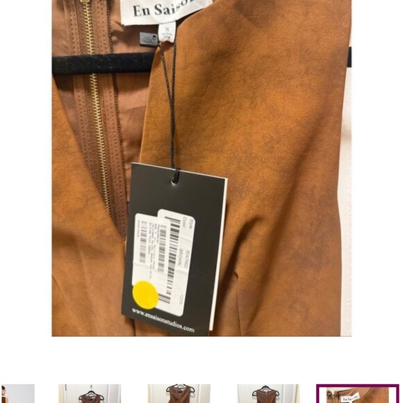 En Saison Eloise Brown faux suede and leather dress - Picture 6 of 8